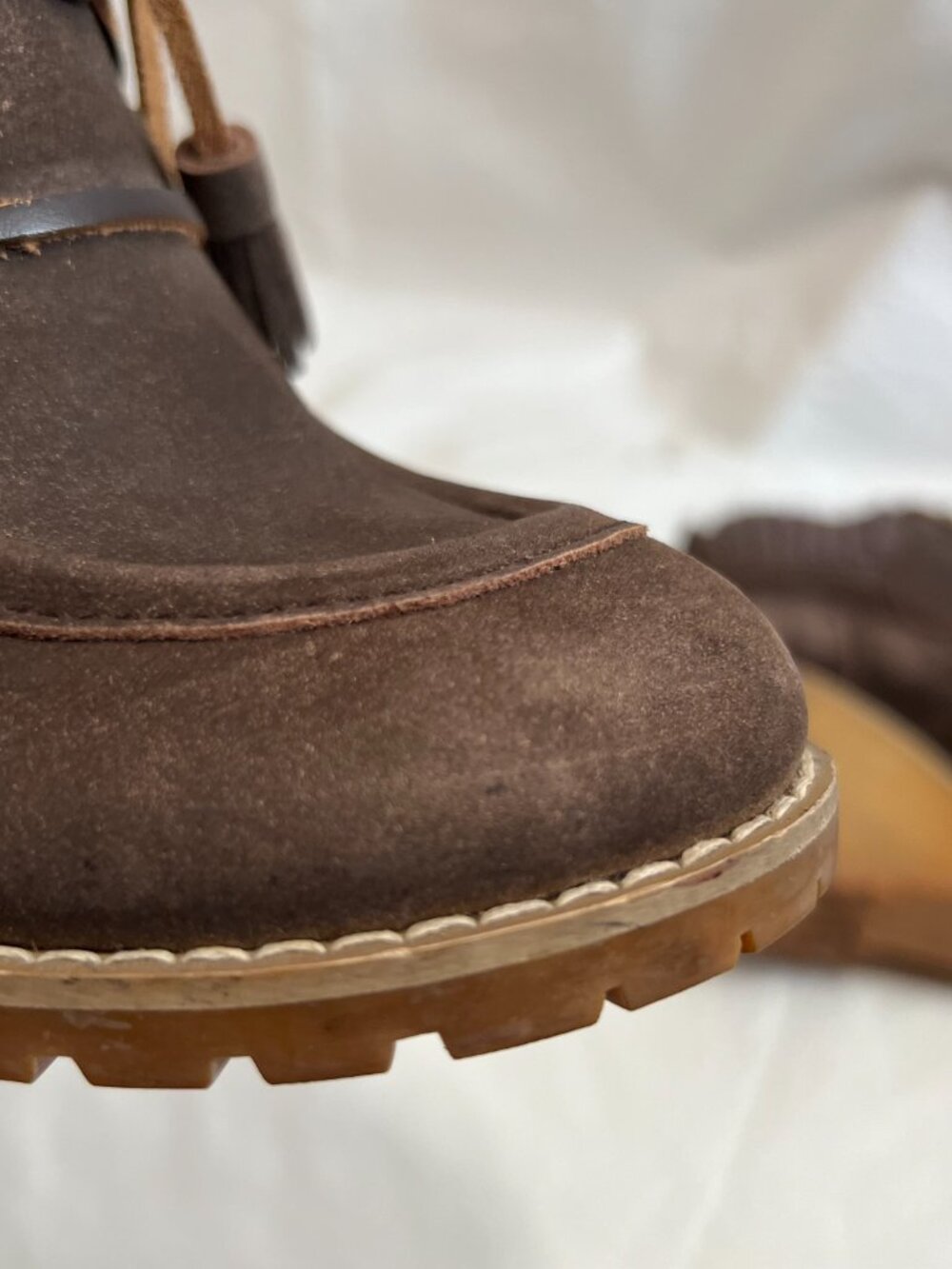 See by Chloé boots Wallabee wedge brown suede 40 9.5 high heel lace up knit cuff - Picture 11 of 15